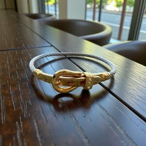 Elegant Gold & Silver Cable Buckle Bracelet (Size 7+)